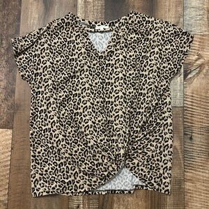 Leopard Print V-Neck Women's Top Perfect Brand